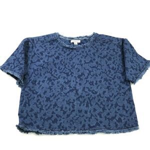 Calvin Klein Crop Top Denim Fringe Short Sleeve